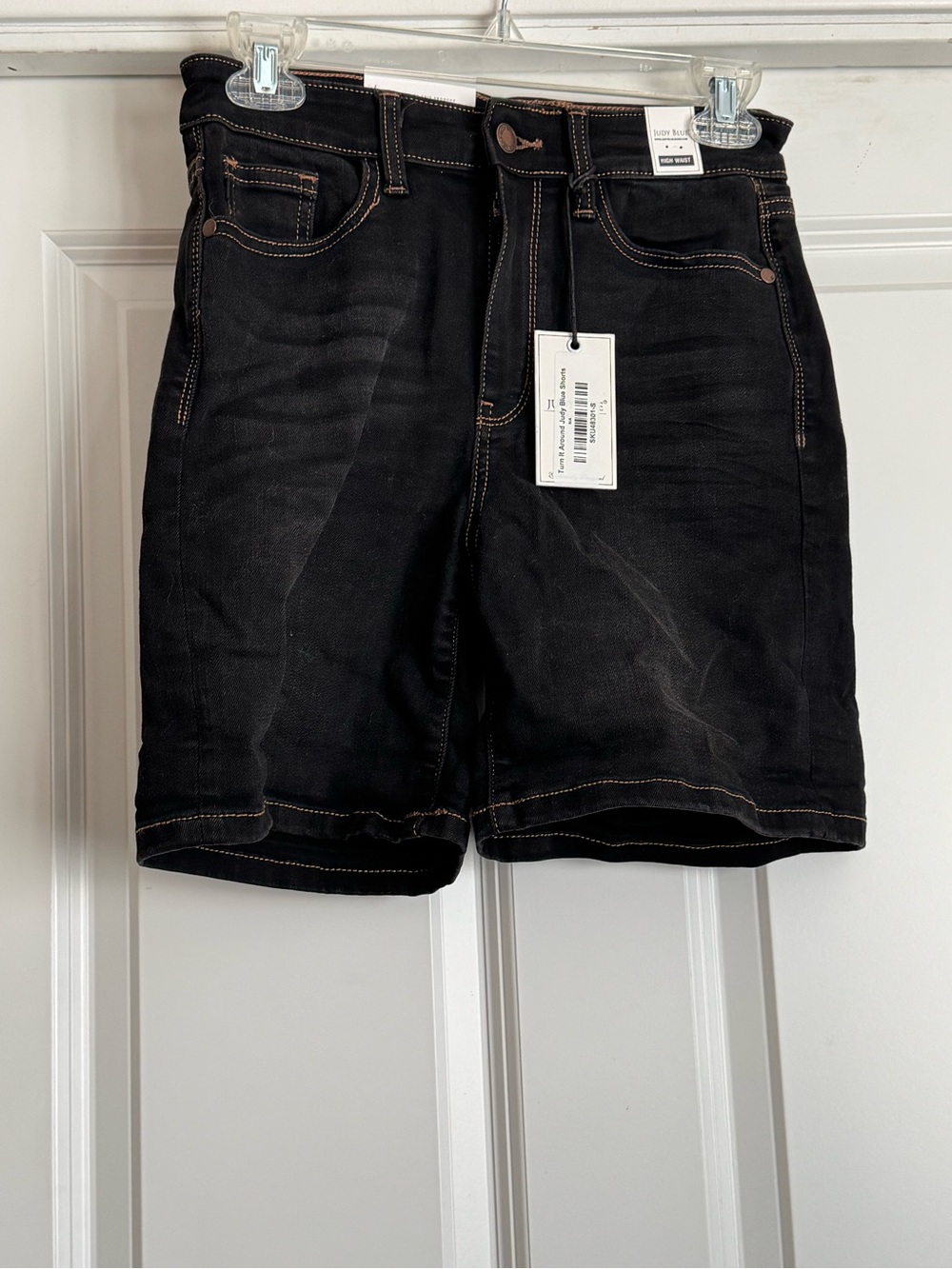 New Judy Blue Small Black Non Distressed High Waist Denim Jean Shorts JB15271BK